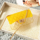 Clear Transparent Pvc Lingge Chain Jelly Bag Lady Handbag Candy Color Gradient Crossbody Bag For Women Mini Shoulder  Bag Clutch