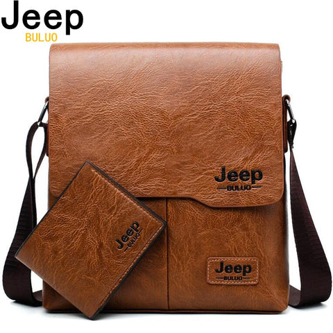 Men Tote Bags Set JEEP BULUO Famous Brand New Fashion Man Leather Messenger Bag Male Cross Body Shoulder Business Bags For Men