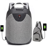 Antitheft password lock backpacks USB intelligent laptop backpack Waterproof nylon student school bags Business travel backpack