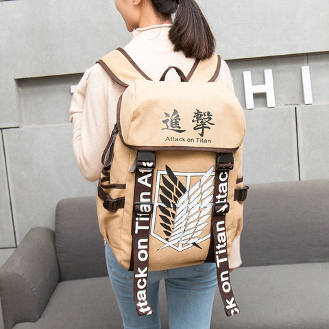 Anime Backpack Attack on Titan Anime Cosplay Eren Bag Cartoon Canvas Backpack Shingeki no Kyojin Schoolbag Shoulders Travel Bags