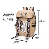 Anime Backpack Attack on Titan Anime Cosplay Eren Bag Cartoon Canvas Backpack Shingeki no Kyojin Schoolbag Shoulders Travel Bags