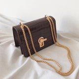 Mini Square Flip bag 2019 Summer New Quality PU Leather Women's Designer Handbag Stone pattern Lock Chain Shoulder Messenger Bag