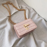 Mini Square Flip bag 2019 Summer New Quality PU Leather Women's Designer Handbag Stone pattern Lock Chain Shoulder Messenger Bag