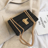 Mini Square Flip bag 2019 Summer New Quality PU Leather Women's Designer Handbag Stone pattern Lock Chain Shoulder Messenger Bag
