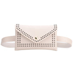 Fashion Women Belt Bags Solid Color Rivet Shoulder Waist Bags Women PU Leather Fanny Packs Casual Purse Wallet Chest Belt Bag
