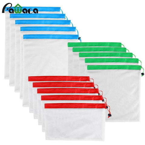 15pcs 12pcs Reusable Produce Bags Washable Mesh Bags for Grocery Shopping Fruit Vegetable Toys Sundries Organizer Storage Bags