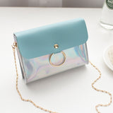 Laser Crossbody Bag for Women Chain Mini Shoulder Bag Circle Small Messenger Bag Womens Handbags and Purses Evening Clutch Bags