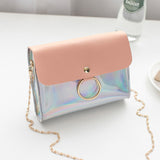 Laser Crossbody Bag for Women Chain Mini Shoulder Bag Circle Small Messenger Bag Womens Handbags and Purses Evening Clutch Bags