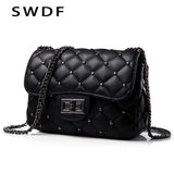 Spring New Vintage Rivet Small Square Crossbody Bags Mini Women Handbag Lock Pu Leather Chain Shoulder Bag Woman Messeng Bags