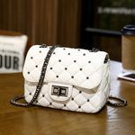 Spring New Vintage Rivet Small Square Crossbody Bags Mini Women Handbag Lock Pu Leather Chain Shoulder Bag Woman Messeng Bags