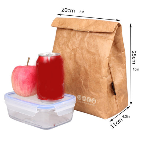 Foldable Reusable Leakproof Food Container Large Capacity Lunch Bag Waterproof Thermal Insulation Kraft Paper Aluminum Foil