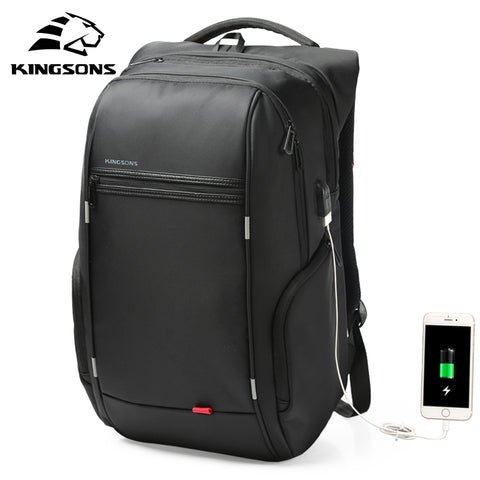 Kingsons 15"17"  Laptop Backpack External USB Charge Computer Backpacks Anti-theft Waterproof Bags for Men Women