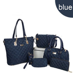 Women Bag Set 6pcs Handbag Brand Nylon Shoulder Bag Crossbody Bags Fashion Messenger Bag Blue Purple Female Totes Clutch Purse